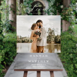 Modernes elegantes Foto Hochzeit Willkommen Acrylschild