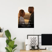 Modernes elegantes Foto Hochzeit Willkommen Poster (Heimbüro)