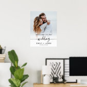 Modernes elegantes Foto Hochzeit Willkommen Poster (Heimbüro)