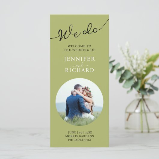 Modernes, elegantes Foto-Hochzeitsprogramm (Stehend Vorderseite)