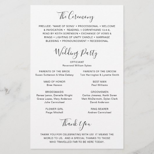 Modernes, elegantes Foto-Hochzeitsprogramm Flyer (Hinten)