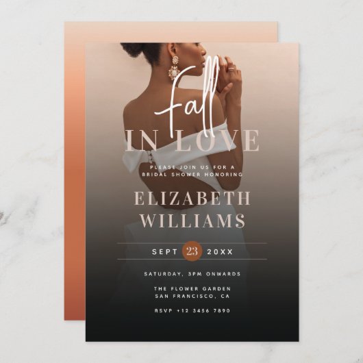 Modernes Elegantes Foto im Liebe Brautparty Einladung (Vorne/Hinten)