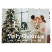 Modernes, elegantes Foto mit Aquarellblättern Weih Große Geschenktüte (Vorderseite)