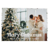 Modernes, elegantes Foto mit Aquarellblättern Weih Große Geschenktüte (Rückseite)