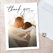 Modernes, elegantes Foto mit einfacher Chic-Schrif Dankeskarte