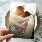 Modernes elegantes Foto mit einfacher Kalligrafie Dankeskarte