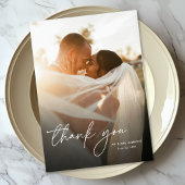 Modernes elegantes Foto mit einfacher Kalligrafie Dankeskarte