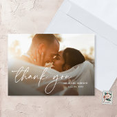 Modernes, elegantes Foto mit einfacher Script-Chic Dankeskarte