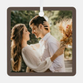 Modernes, elegantes Foto mit Hochzeitskerbe Ornament Aus Metall (Vorderseite)