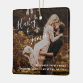 Modernes elegantes Foto Neu-Weihnachten Keramikornament (Links)