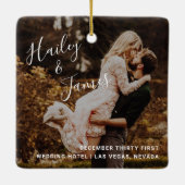 Modernes elegantes Foto Neu-Weihnachten Keramikornament (Rückseite)