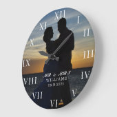 Modernes elegantes Foto New Wed Wedding Große Wanduhr (Winkel)