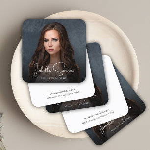 Modernes elegantes Foto Realtor Finance Beruflich Quadratische Visitenkarte