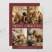 Modernes Elegantes Foto Rote Weihnachtszeit Feiertagskarte (Vorne/Hinten)