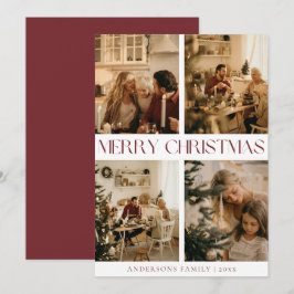 Modernes Elegantes Foto Rote Weihnachtszeit Feiertagskarte