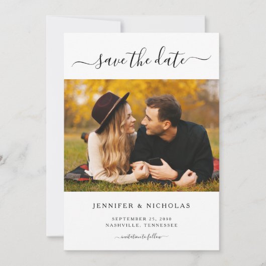 Modernes elegantes Foto Save the Date (Vorderseite)