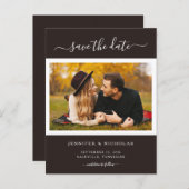 Modernes elegantes Foto Save the Date Ankündigungspostkarte (Vorne/Hinten)