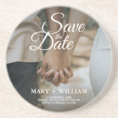 Modernes elegantes Foto Save the Date Elegante Hoc Getränkeuntersetzer (Vorne)