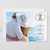 Modernes elegantes Foto Save the Date Gold Floral Einladung (Vorderseite)