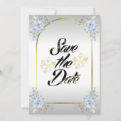 Modernes elegantes Foto Save the Date Gold Floral Einladung (Rückseite)