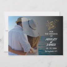 Modernes elegantes Foto Save the Date Gold Script