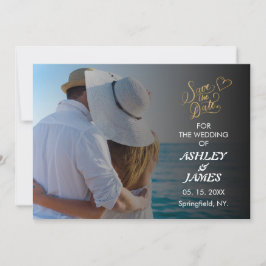 Modernes elegantes Foto Save the Date Gold Script Einladung