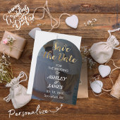 Modernes elegantes Foto Save the Date Gold Script Einladung