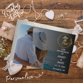 Modernes elegantes Foto Save the Date Gold Script Einladung