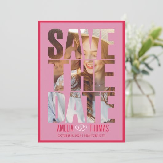Modernes elegantes Foto Save the Date Hochzeit Einladung (Stehend Vorderseite)