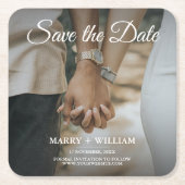 Modernes elegantes Foto Save the Date Hochzeitsdek Rechteckiger Pappuntersetzer (Vorderseite)