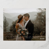 Modernes, elegantes Foto Save the Date Postkarte (Rückseite)