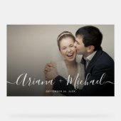 Modernes elegantes Foto Willkommen Name Keepake We Acrylschild (Vorderseite)