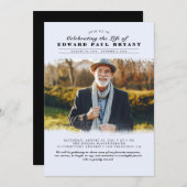 Modernes elegantes Foto zur Beerdigung des Lebens Einladung (Vorne/Hinten)