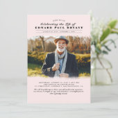 Modernes elegantes Foto zur Beerdigung des Lebens  Einladung (Stehend Vorderseite)