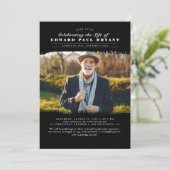 Modernes elegantes Foto zur Beerdigung des Lebens  Einladung (Stehend Vorderseite)