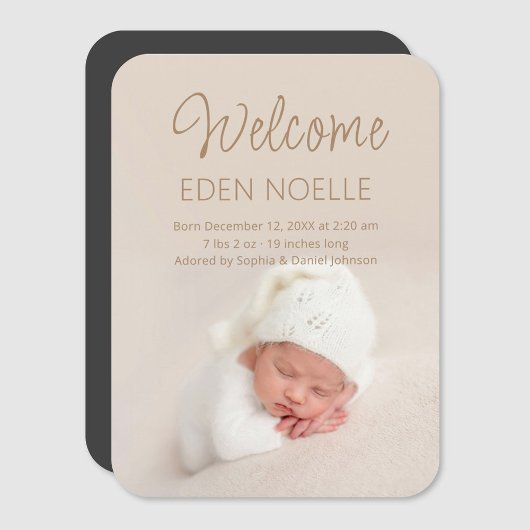 Modernes, elegantes Foto zur Geburtsankündigung in Magnet