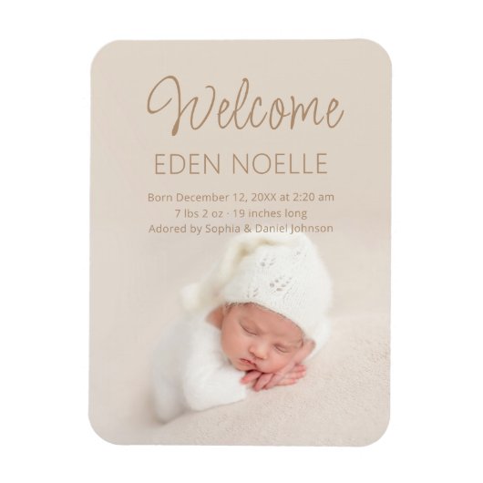 Modernes, elegantes Foto zur Geburtsankündigung in Magnet (Vertikal)