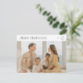 Modernes elegantes, fröhliches WeihnachtsfamilienF Postkarte (Stehend Vorderseite)