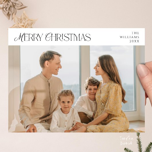 Modernes elegantes, fröhliches WeihnachtsfamilienF Postkarte