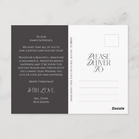 Modernes elegantes, fröhliches WeihnachtsfamilienF Postkarte (Rückseite)