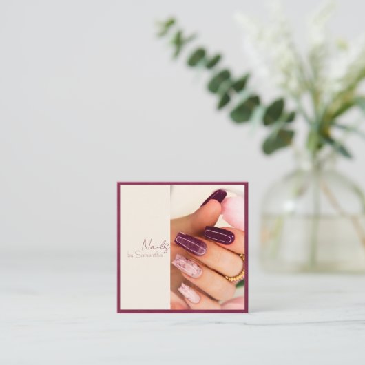 Modernes Elegantes Fuchsia Velvet Quadratische Visitenkarte (Stehend Vorderseite)