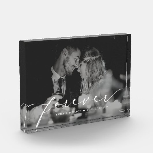 Modernes Elegantes für immer Personalisiertes Hoch Fotoblock (Links)