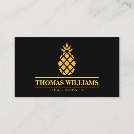Modernes elegantes gelbes Ananas-Logo auf Visitenkarte (Vorderseite)