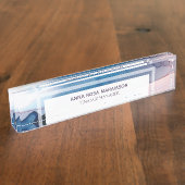 *~* Modernes elegantes Geschäftsbüro für Wasserfar Namensplakette (Seite)