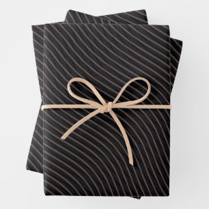 Modernes, elegantes gestreiftes Schwarz Geschenkpapier Set