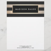 Modernes, elegantes gestreiftes Schwarz und IMITAT Briefbogen (Vorderseite)