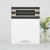 Modernes, elegantes gestreiftes Schwarz und IMITAT Briefbogen (Stehend Vorderseite)