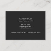 Modernes, elegantes gestreiftes Schwarz und IMITAT Visitenkarte (Rückseite)