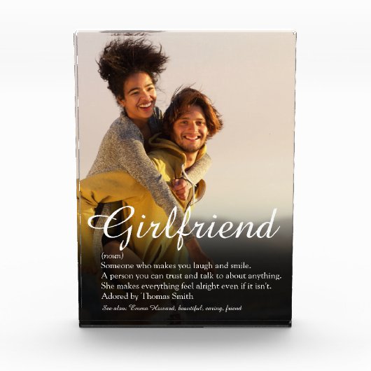 Modernes, elegantes Girlfriend Definition Script Fotoblock (Vorderseite)