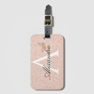 Modernes elegantes Girly Blush Pink Travel Monogra Gepäckanhänger